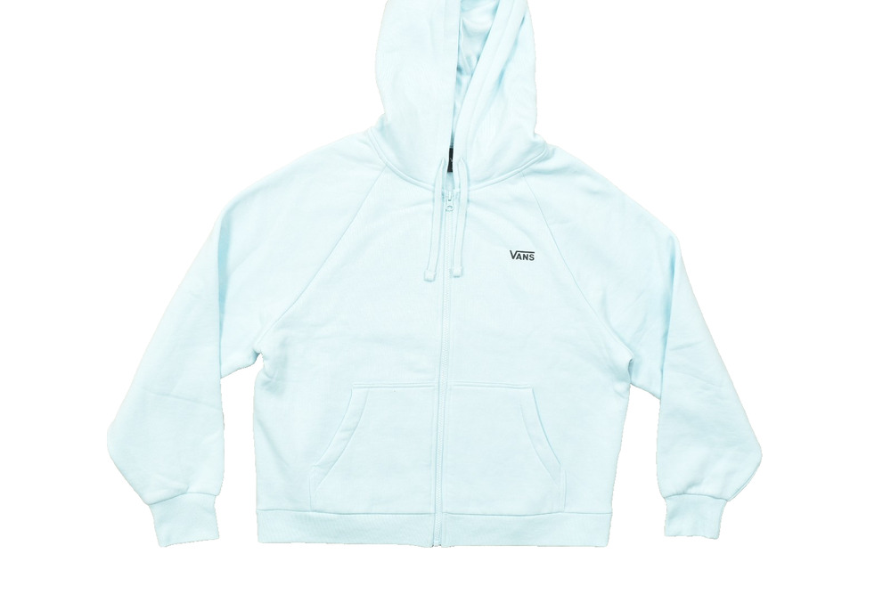 Vans Women's Blue Cropped Full Zip Hoodie Sweatshirt Size Small Jacket Aqua Blue